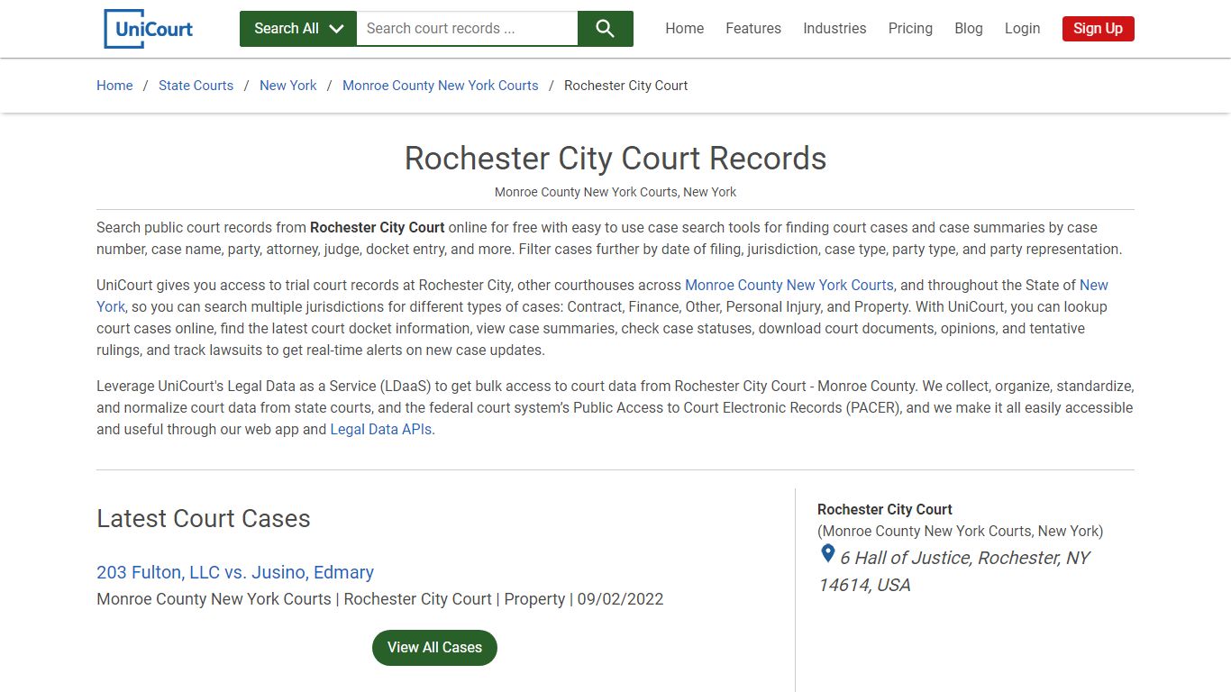 Rochester City Court Records | Monroe | UniCourt