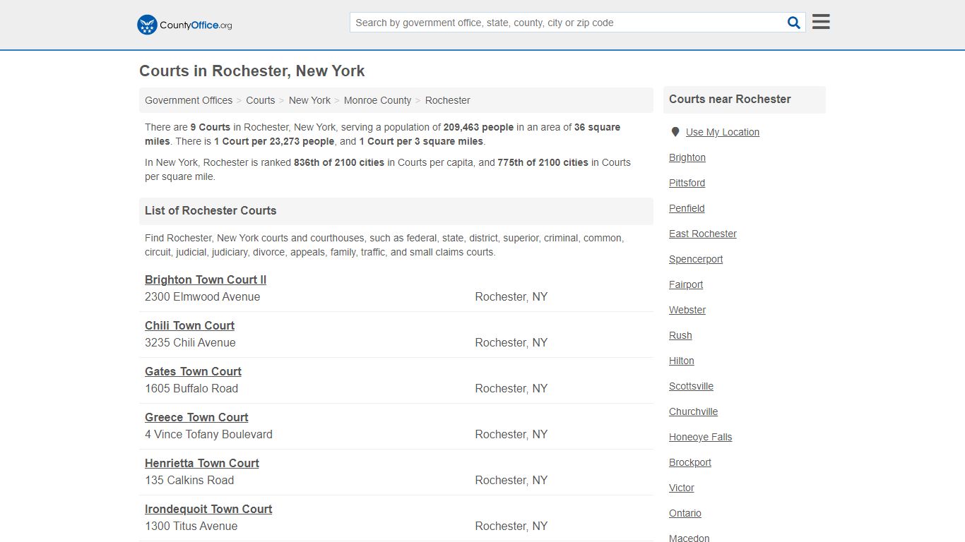 Courts - Rochester, NY (Court Records & Calendars) - County Office